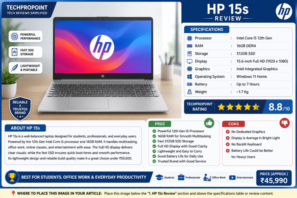 HP 15s-fq5007TU Core i3 laptop for students and home use