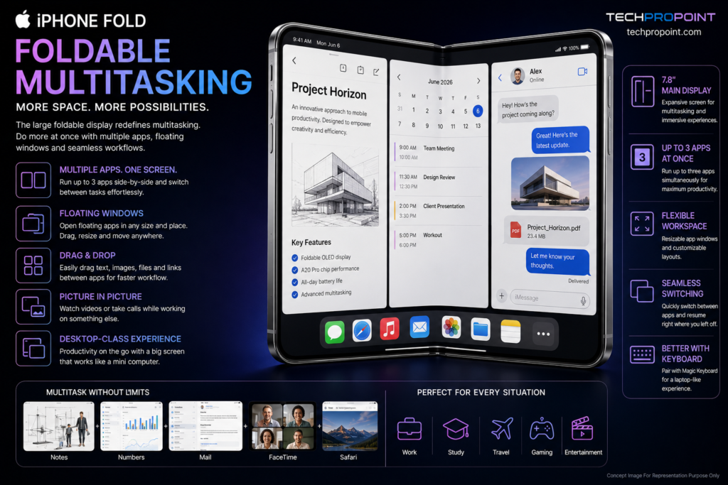 Discover everything about the rumored iPhone Flip Series, including expected specifications, foldable design, A20 Pro chip, camera features, price, launch timeline, and Apple's future foldable smartphone plans.