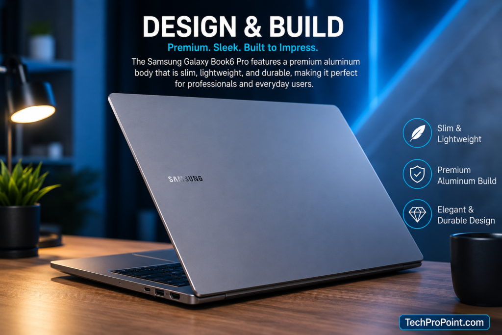 Samsung Galaxy Book6 Pro slim aluminium design and build quality