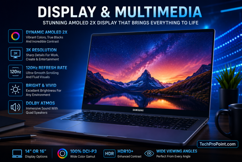 Samsung Galaxy Book6 Pro Dynamic AMOLED 2X 120Hz touchscreen display