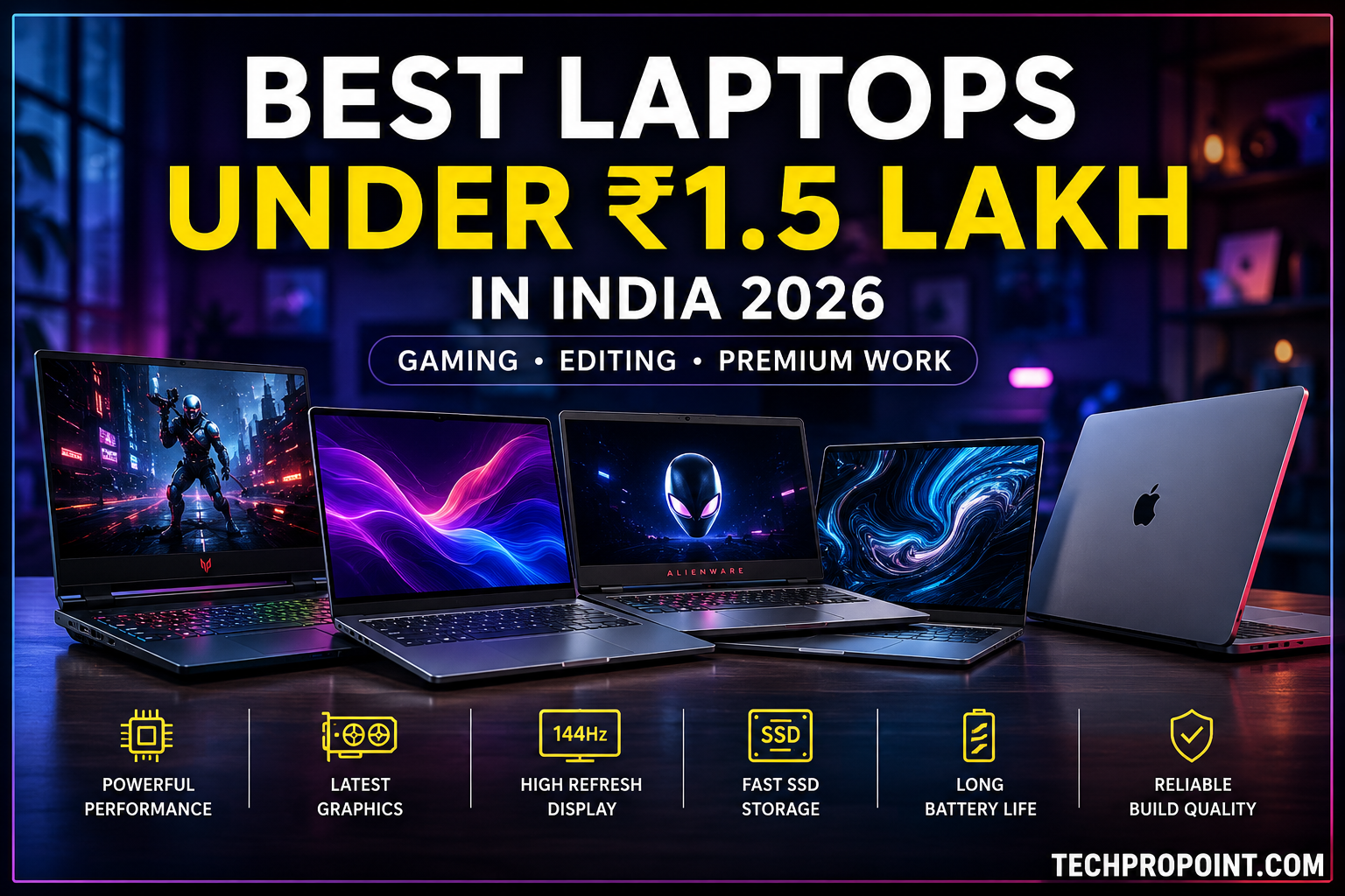 Best Laptops Under ₹1.5 Lakh in India 2026: Gaming, Editing and Premium Work Picks