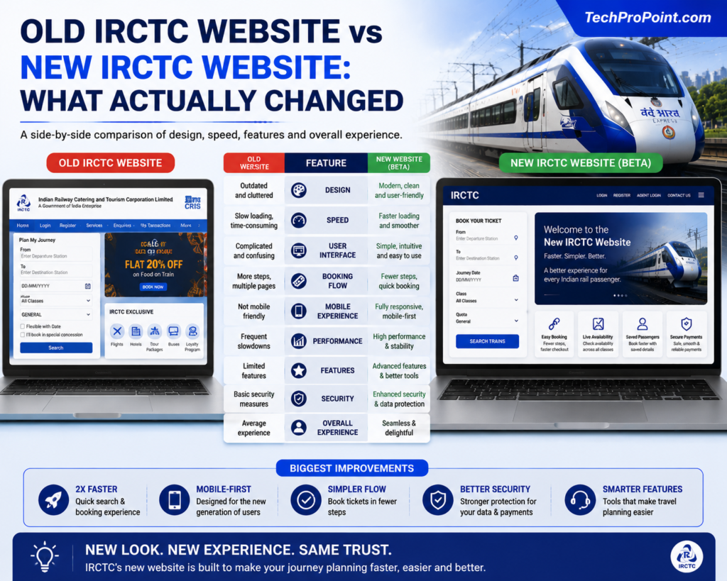 Upcoming features expected in the full version of the new IRCTC website in 2026