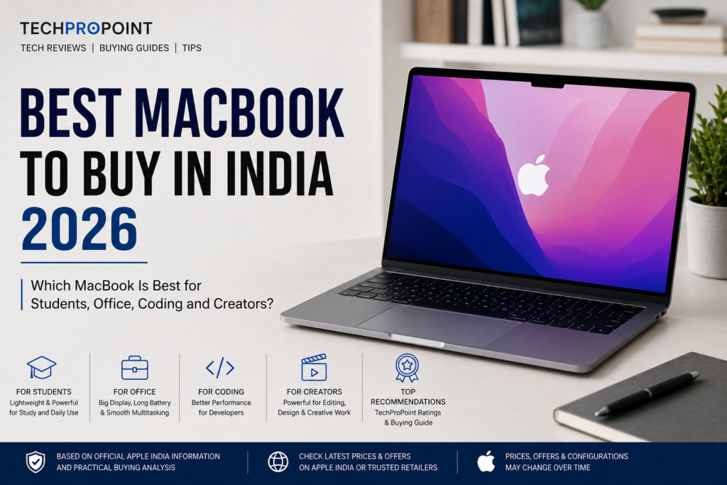 Best MacBook to buy in India 2026 for students, office work, coding and creators by TechProPoint