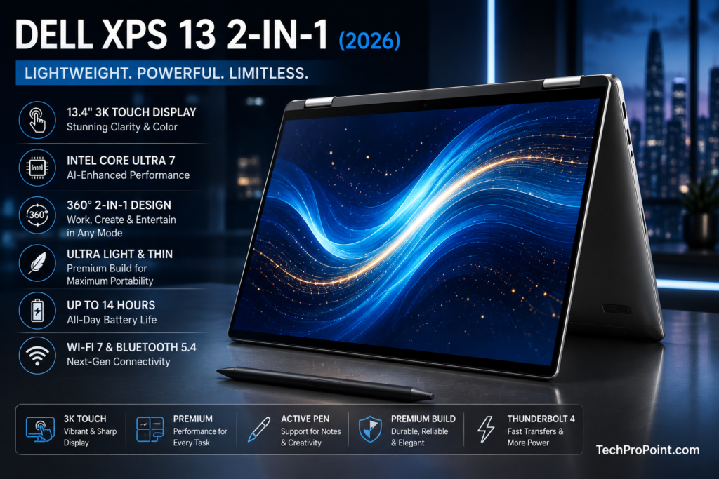 Best Touchscreen Laptops in 2026 featuring premium 2-in-1 convertible laptops with OLED touch displays, AI-powered performance, and modern lightweight designs."