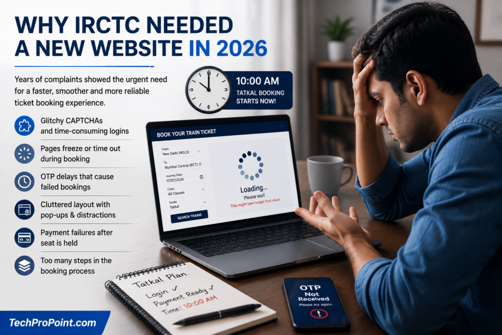 Illustration showing the need for the IRCTC website upgrade to improve Tatkal ticket booking performance